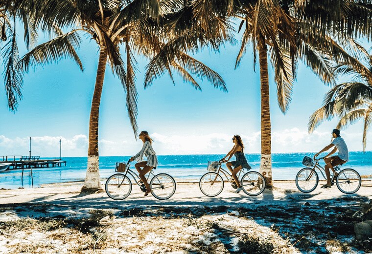 Biking along Caribbean Beach