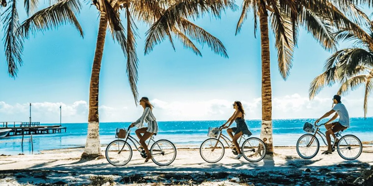 Biking along Caribbean Beach