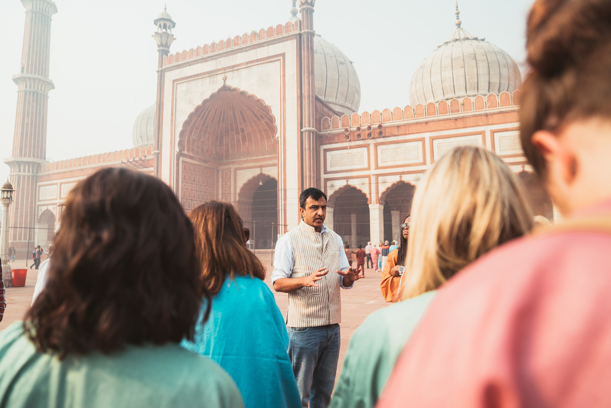 Local Guide Talking Outside Mosque