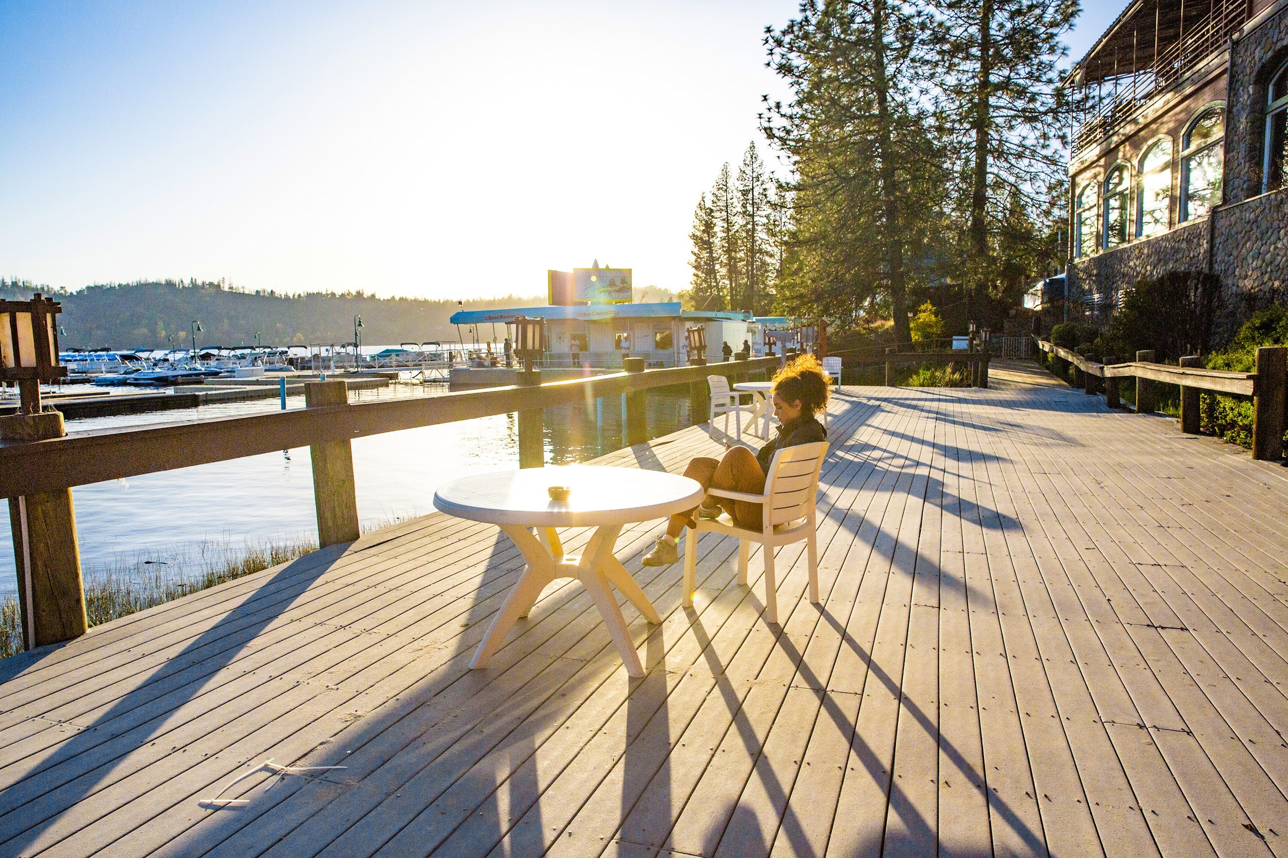 Traveller at Bass Lake in California, USA