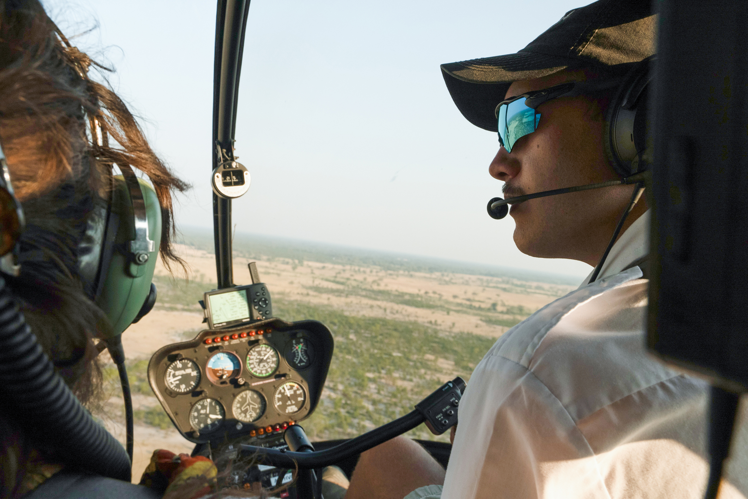 Aerial view from a helicopter of Victoria Falls in Zambia