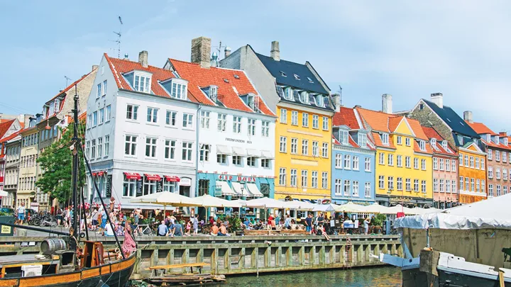 The colourful buildings of Nyhaven in Copenhagen, Denmark