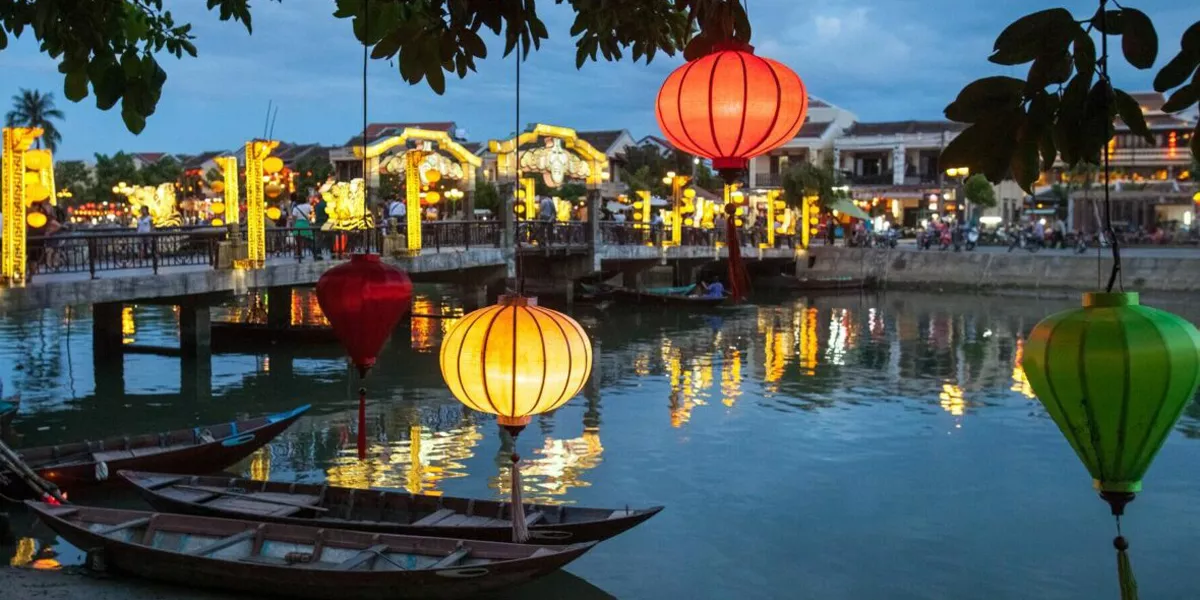 Large Thu Bon River At Dusk Hoi An Vietnam