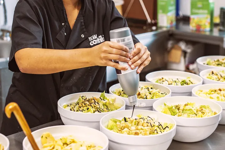Chef Preparing Salads In Chateau Kitchen