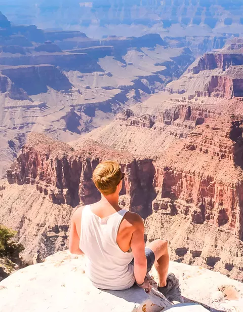Man Looking At The Gran Canyon