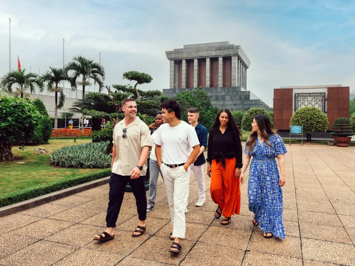 Group Walking Through Ho Chi Minh