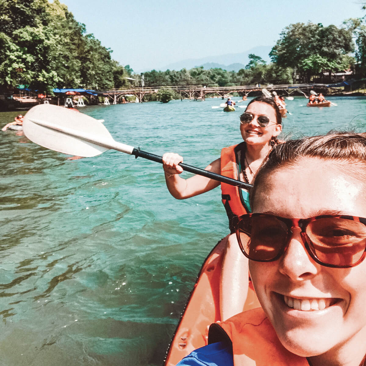Blondiebetts kayaking in Laos