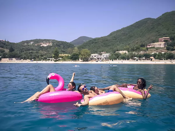 Young Group Of Friends In The Sea