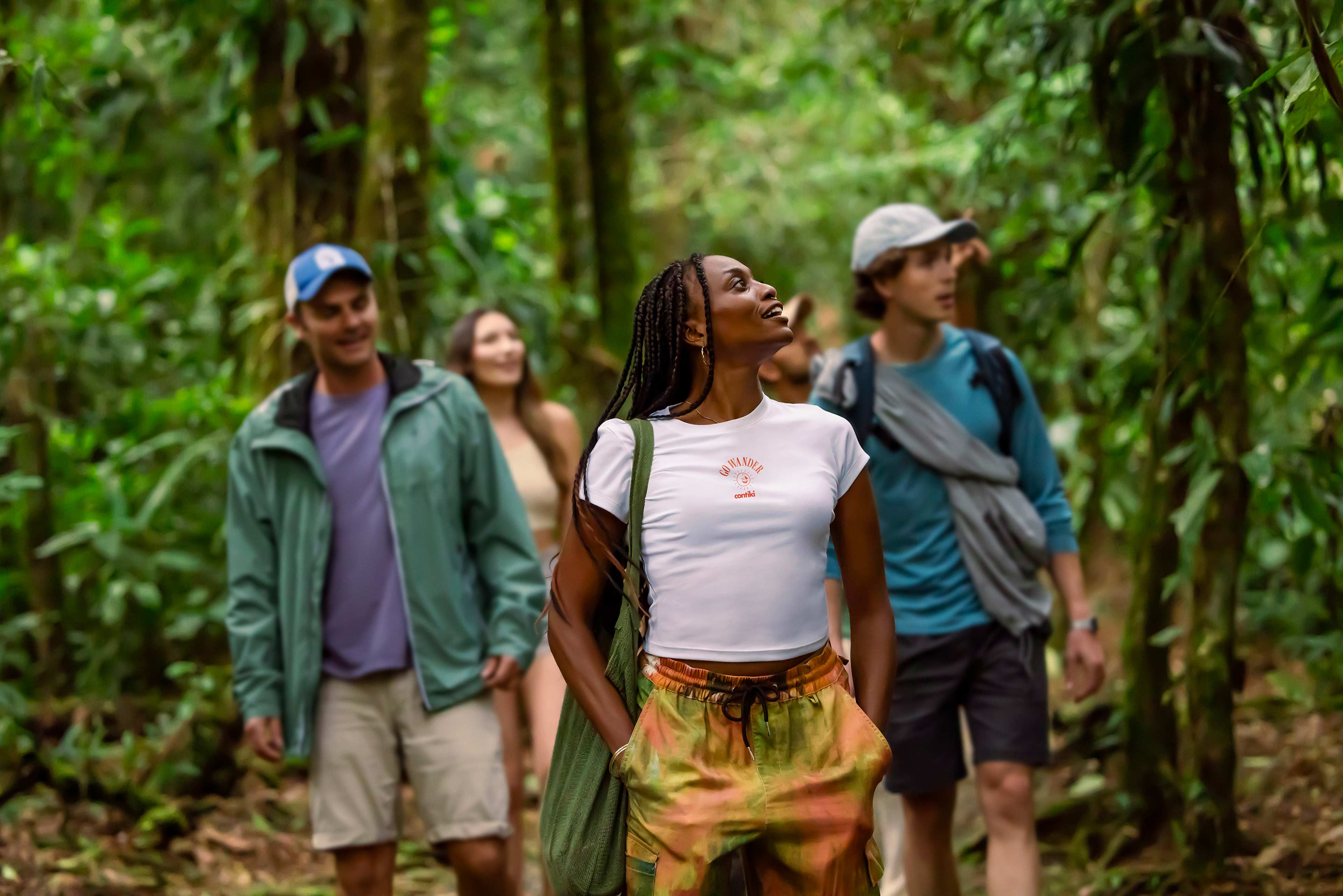 Trip Manager Leading Group Through Costa Rican Jungle