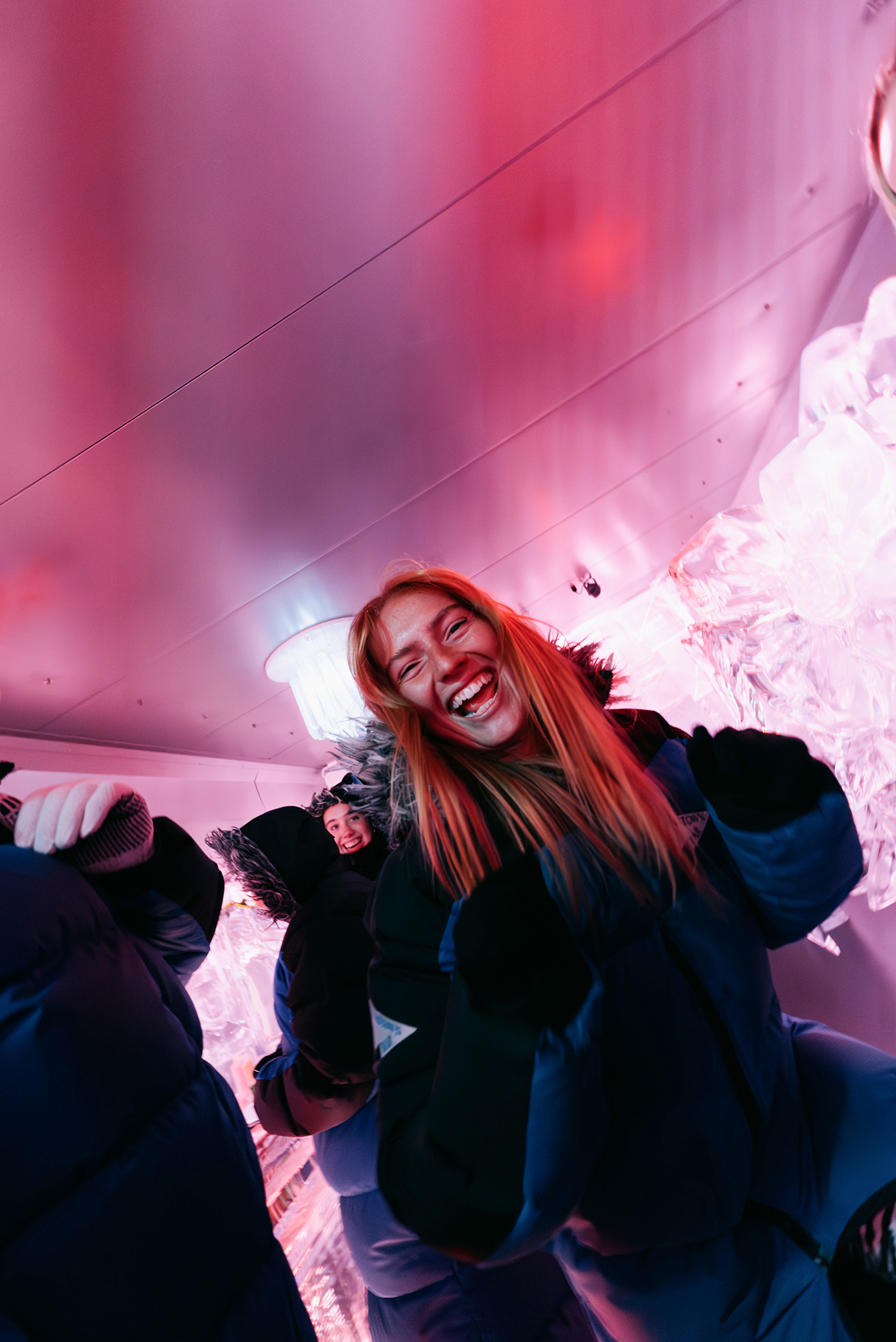 Drinks being poured at the Ice Bar in Queenstown, New Zealand