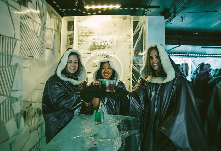Tourists in Ice Bar, New Zealand 