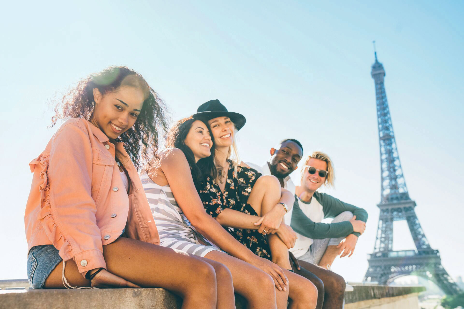 A group of Travellers at Eiffel Tower Paris France