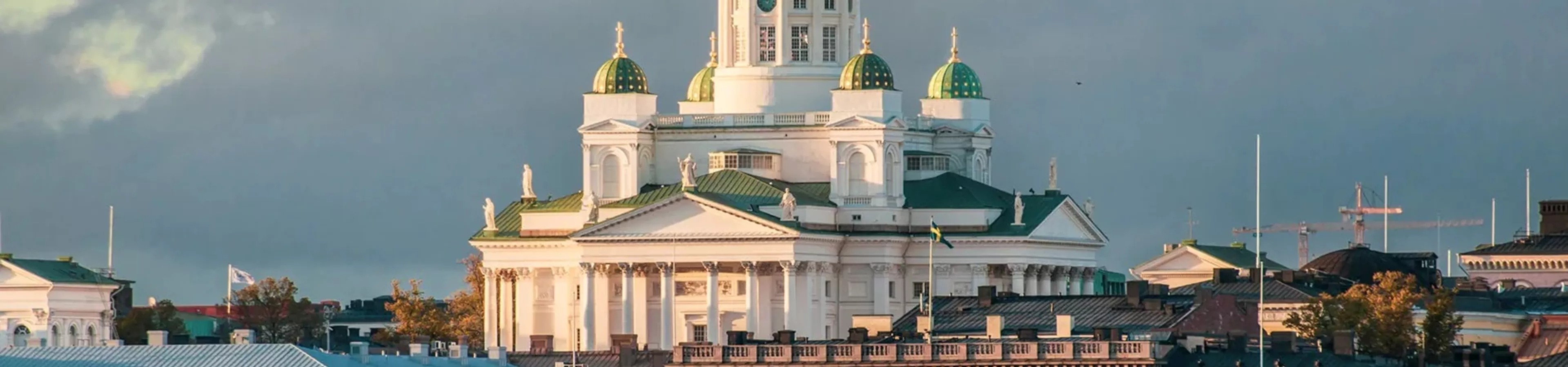 Cathedral in Helsinki on cloudy day