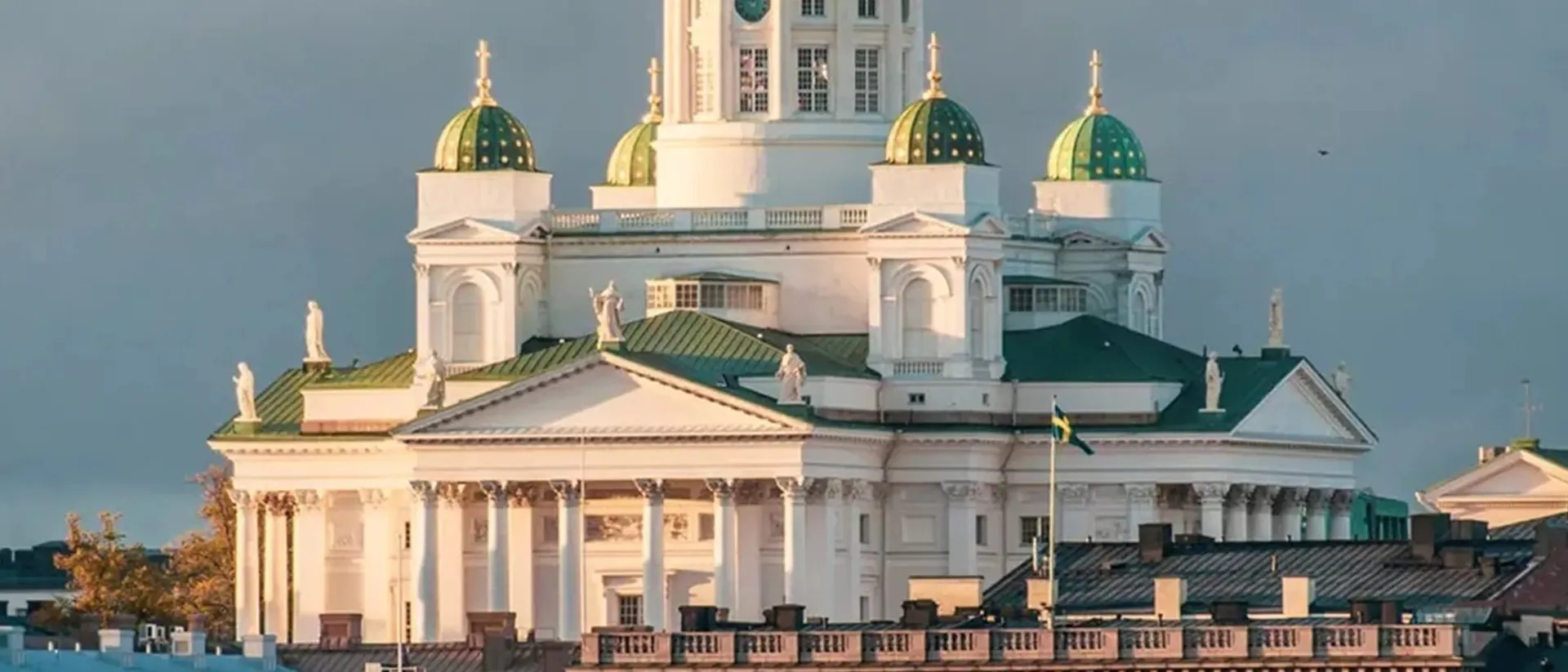 Cathedral in Helsinki on cloudy day