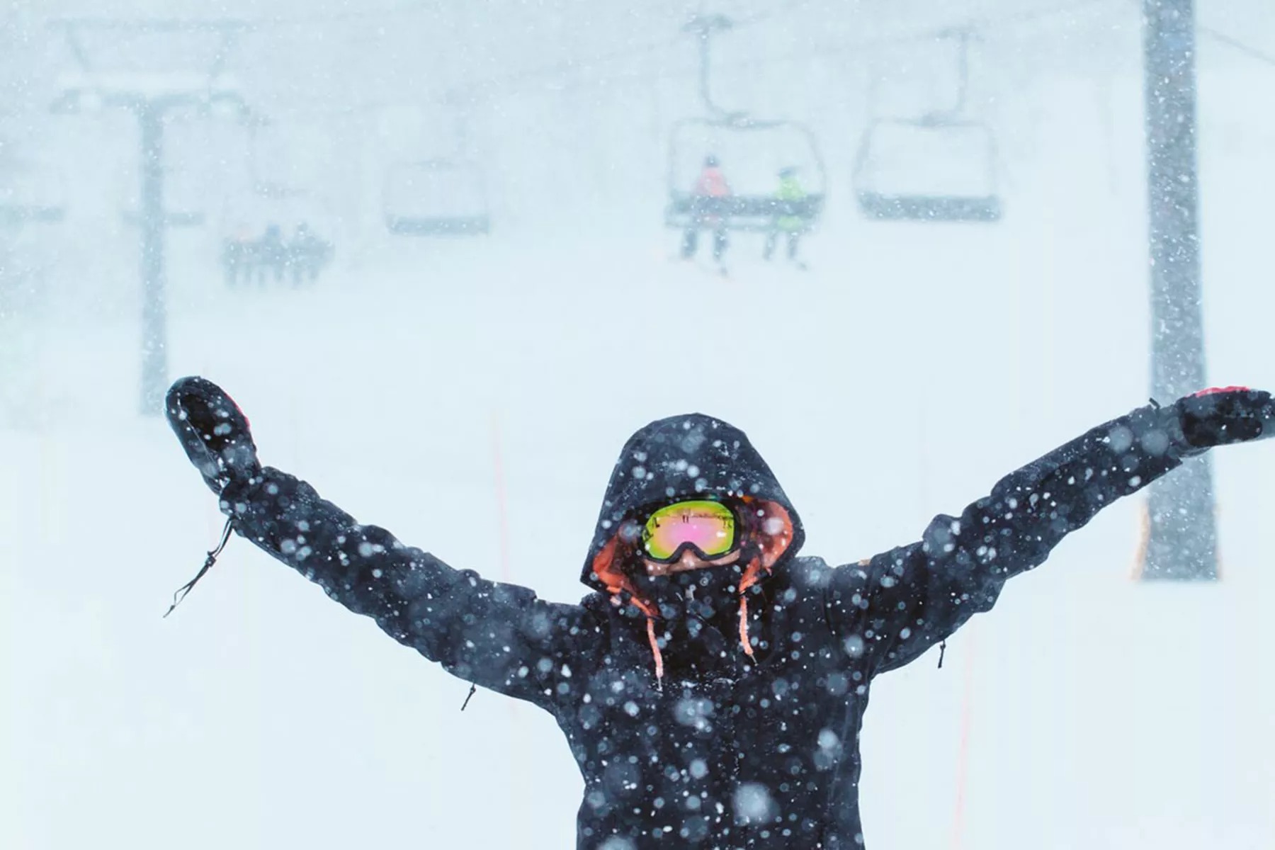 Person is enjoying snowfall