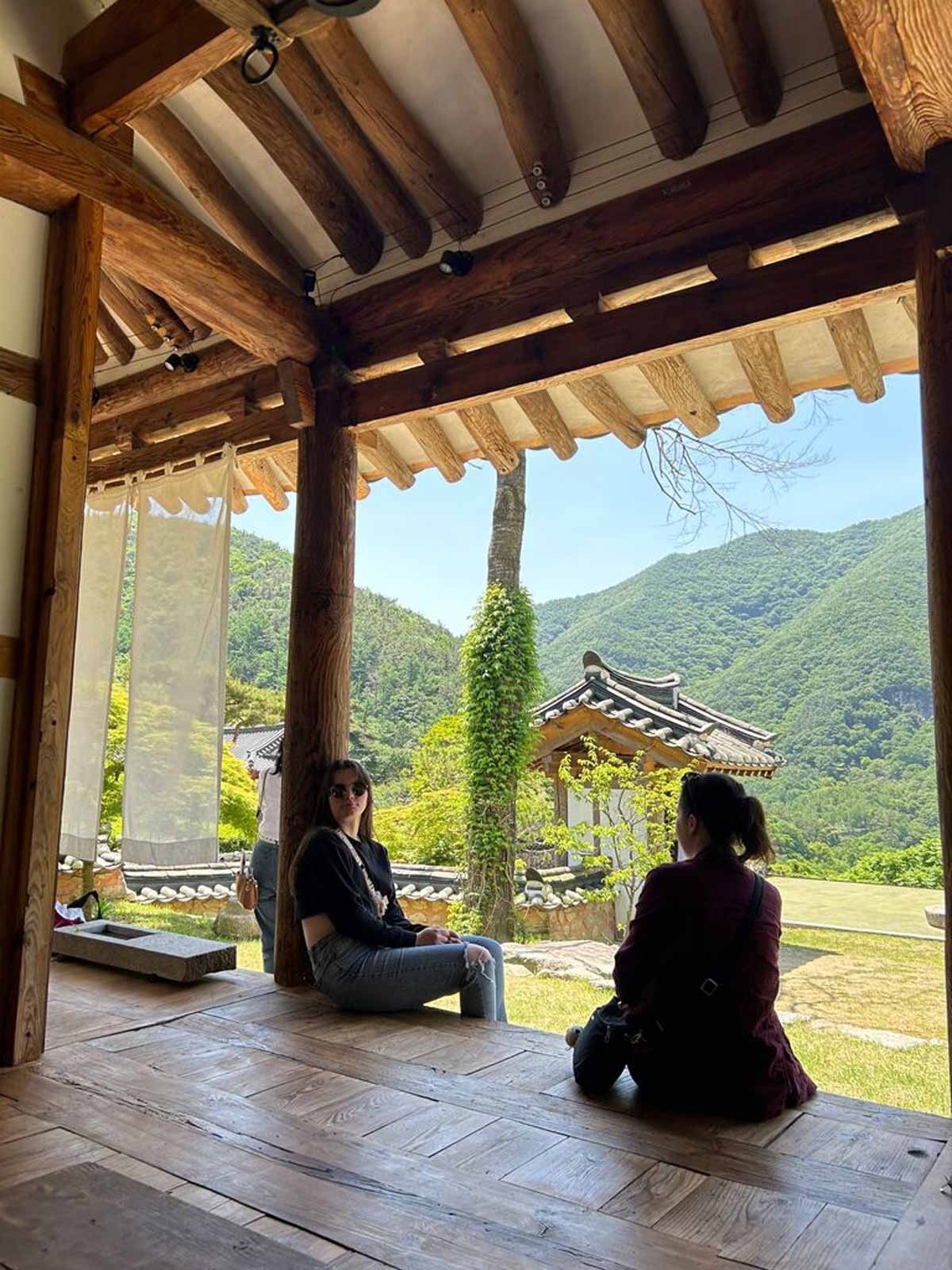 Garden traditional building on a sunny day in South Korea.