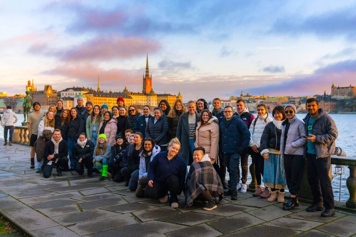Group Posing For Photo In Stockholm