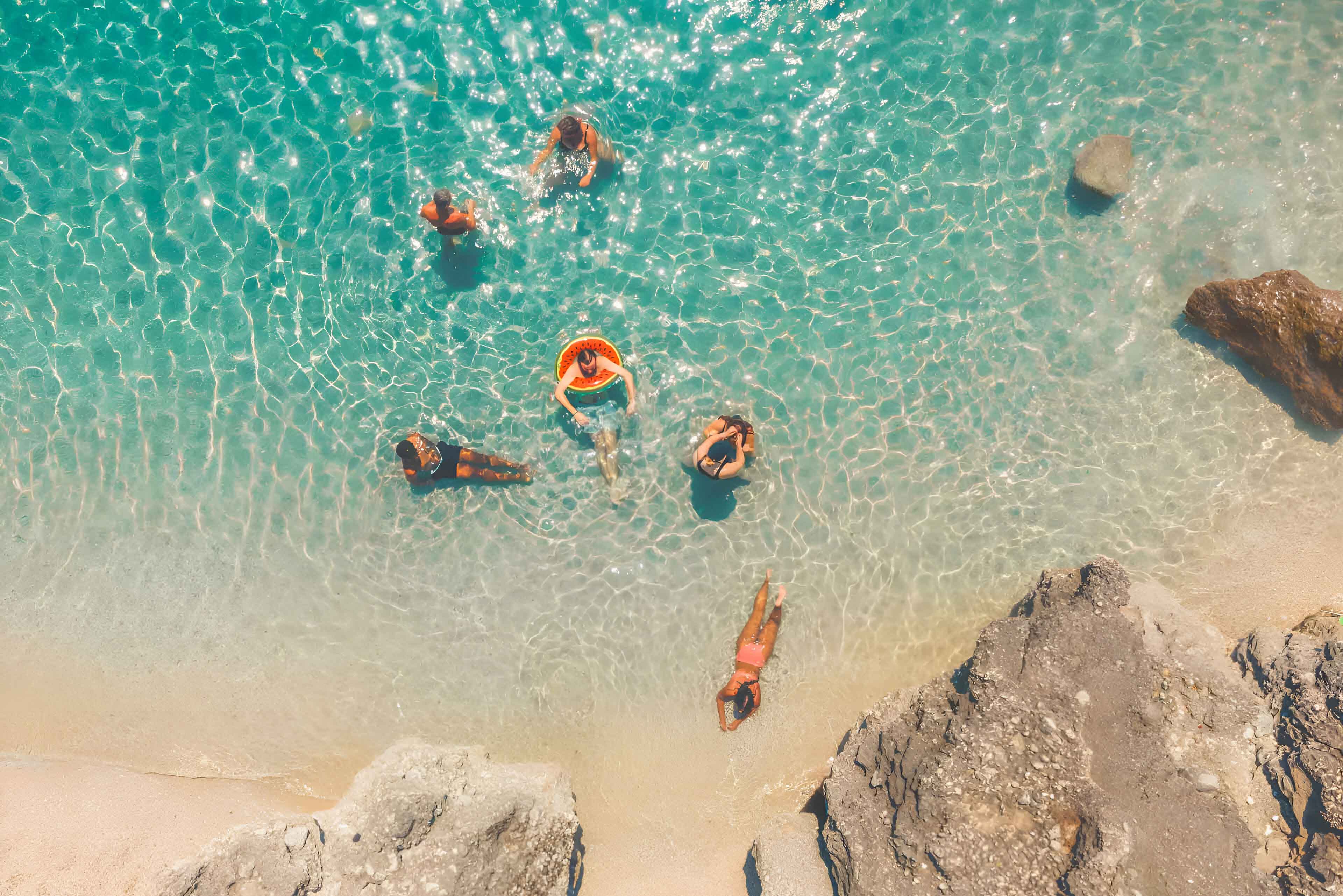 Ariel View Of People In The Sea Albania