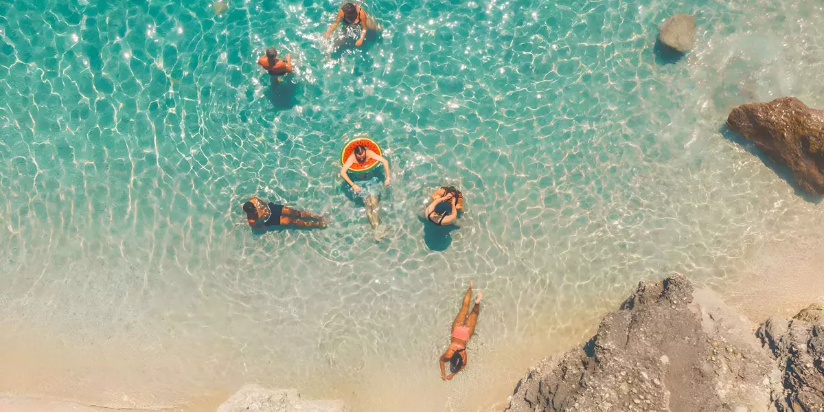 Ariel View Of People In The Sea Albania
