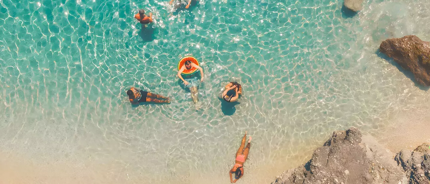 Ariel View Of People In The Sea Albania