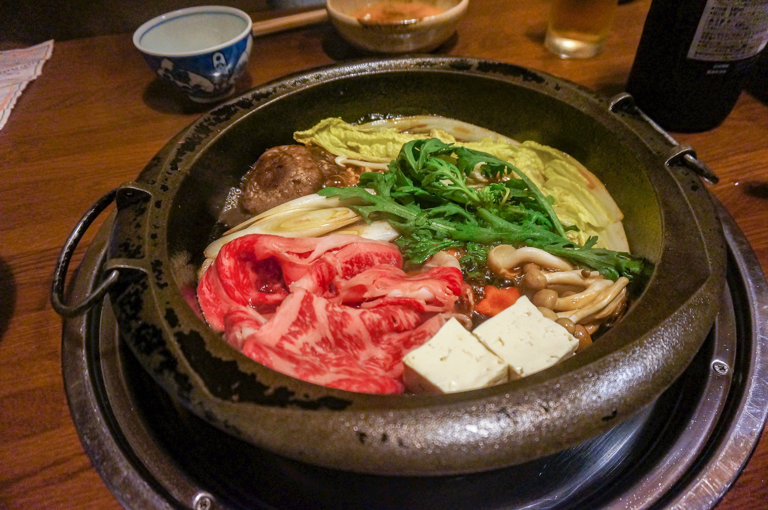 Raw beef strips in Takayama, Japan
