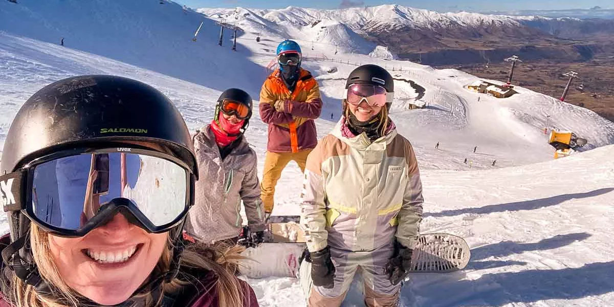Travellers Skiin In New Zealand