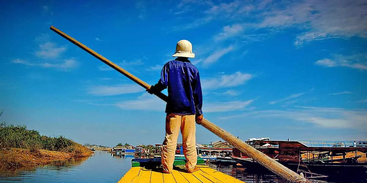 Local Sailing In River Cambodia