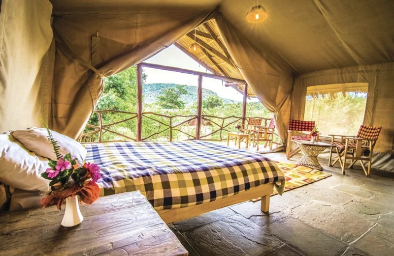 Bedroom with a View of African Forest