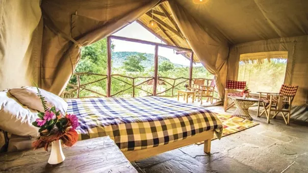 Bedroom with a View of African Forest