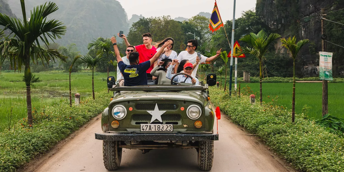 Group Sat In Army Jeep Vietnam