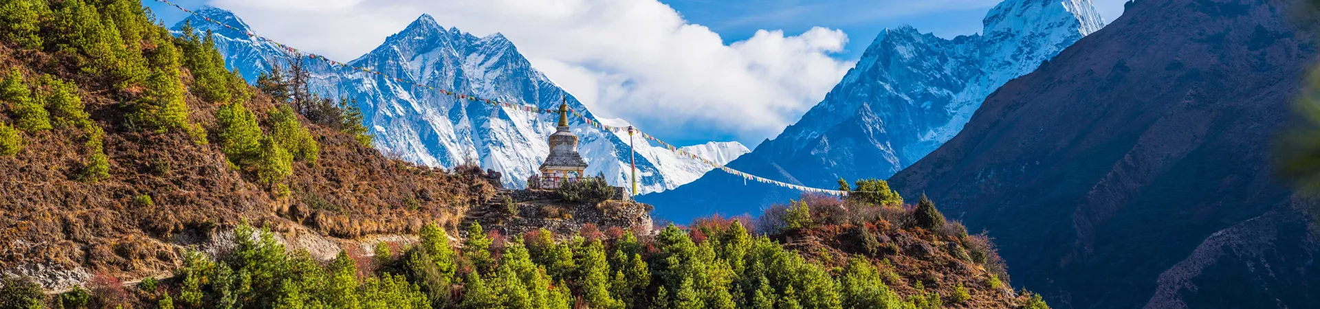 Nepal Landscape Green And Snowy Mountains