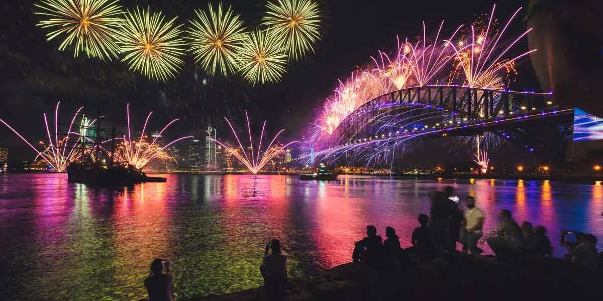 View Of Fireworks In Sydney Australia