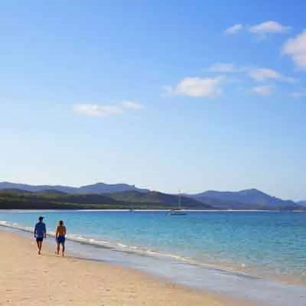Two People Walking Along Beach In Australia