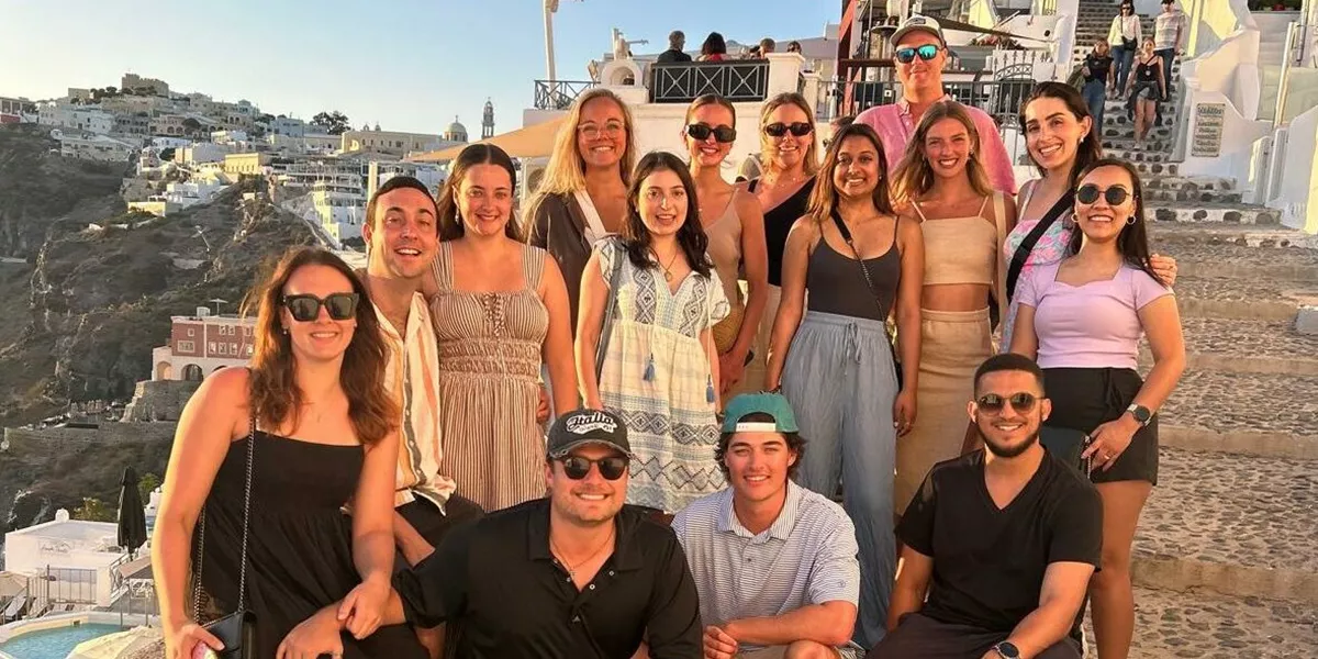 Group Photo Of Travelers In Greece