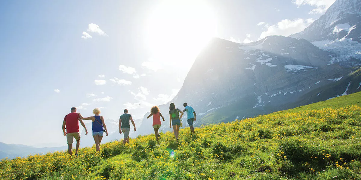 Group Walking In Australian Alps
