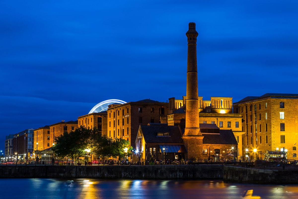 A Building Of Liverpool During Night Time in England.