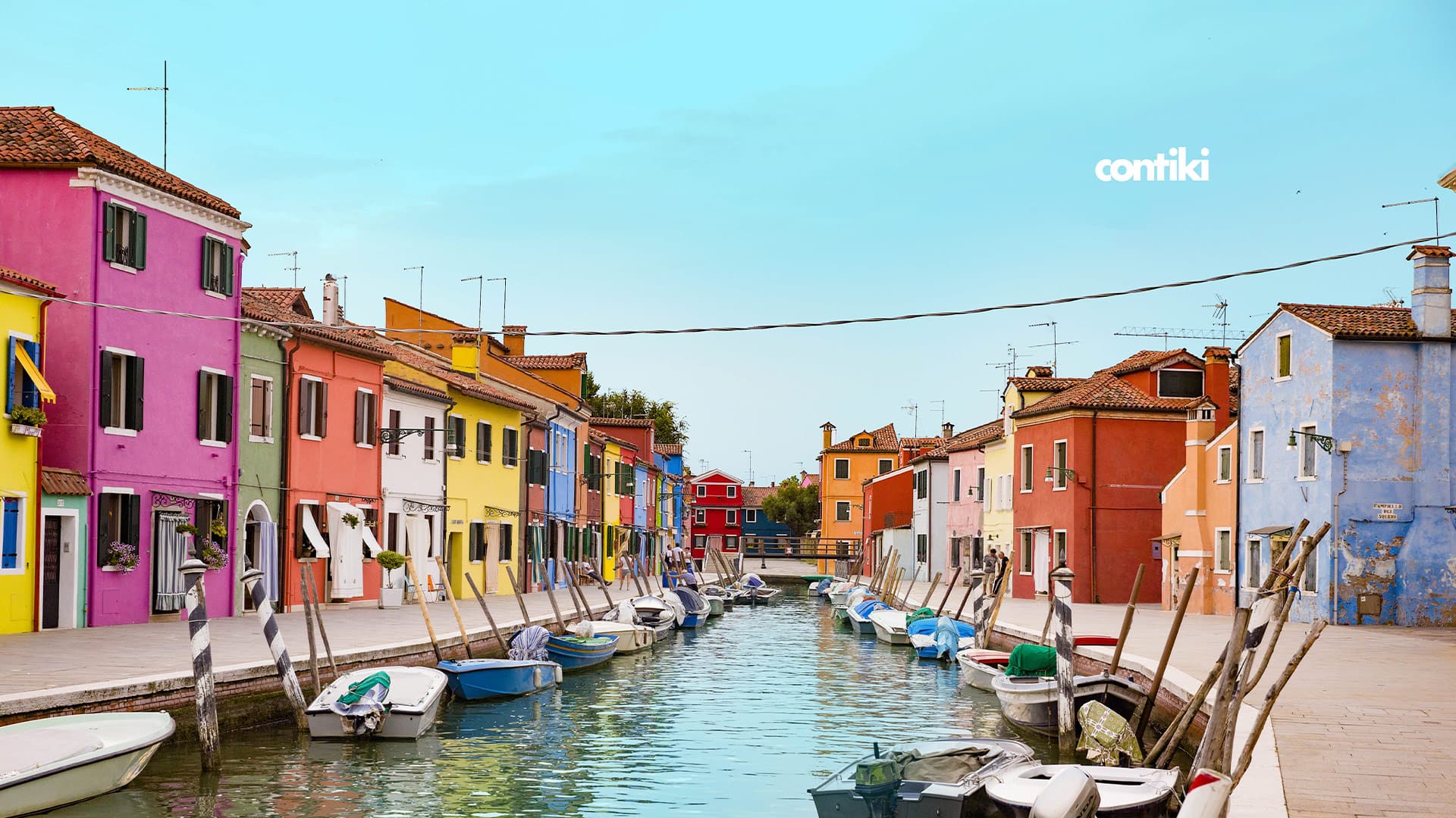 Water canal in Burano, Italy 