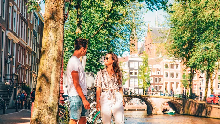 A Dutch Canal In Amsterdam, Netherlands