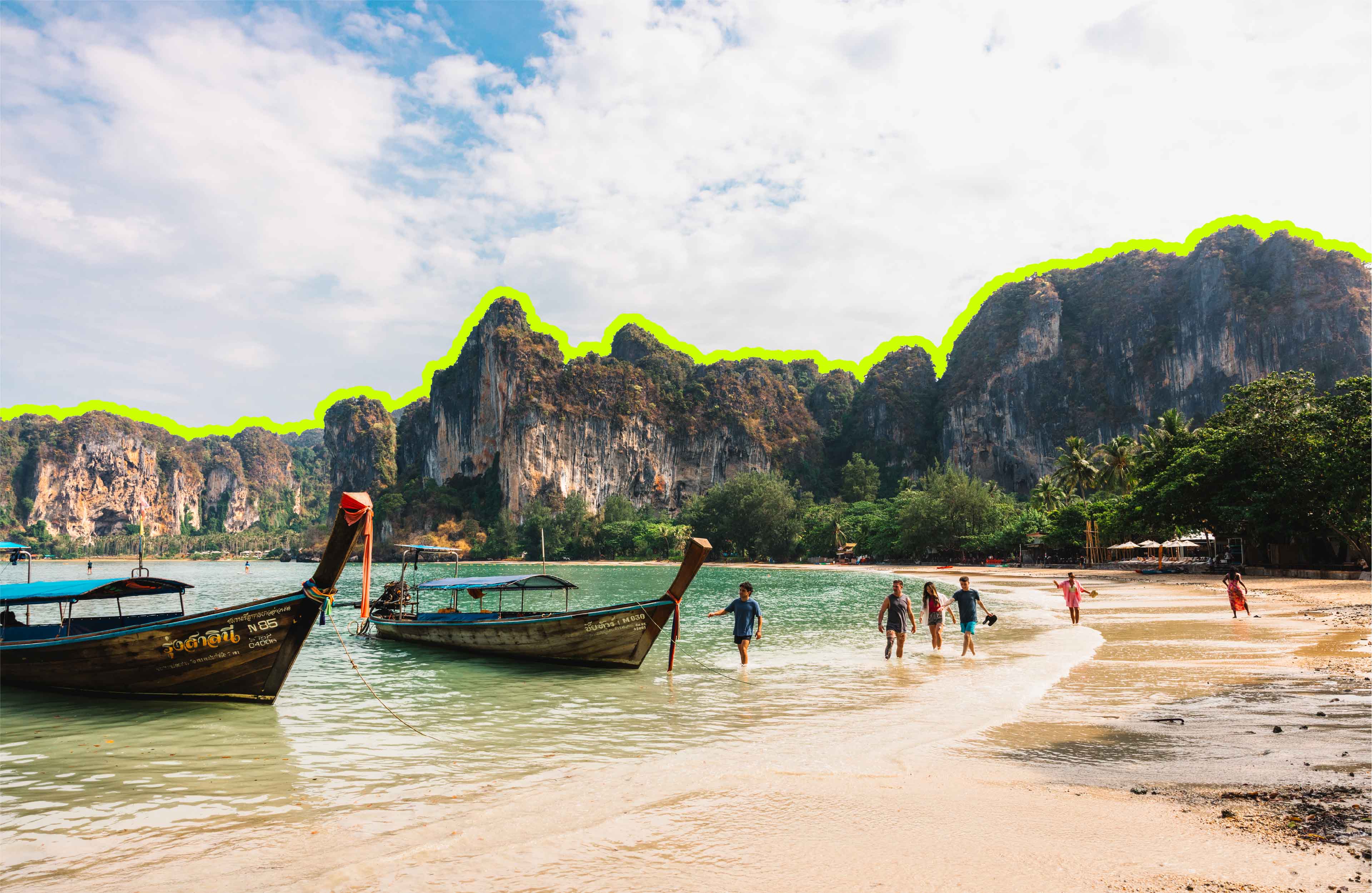 Group Near Small Boats Thailand