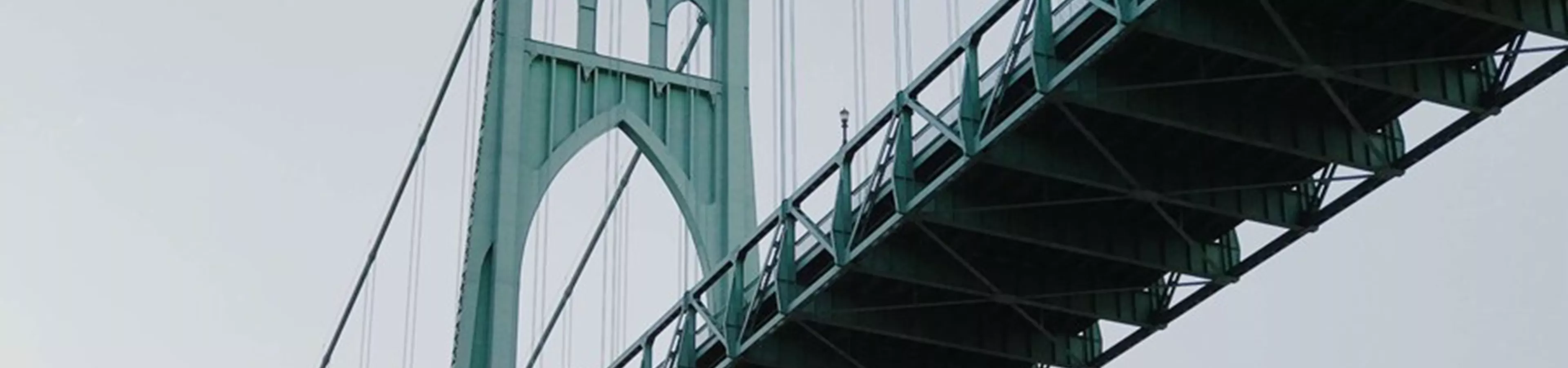 St Johns Bridge in Portland on a misty day, USA