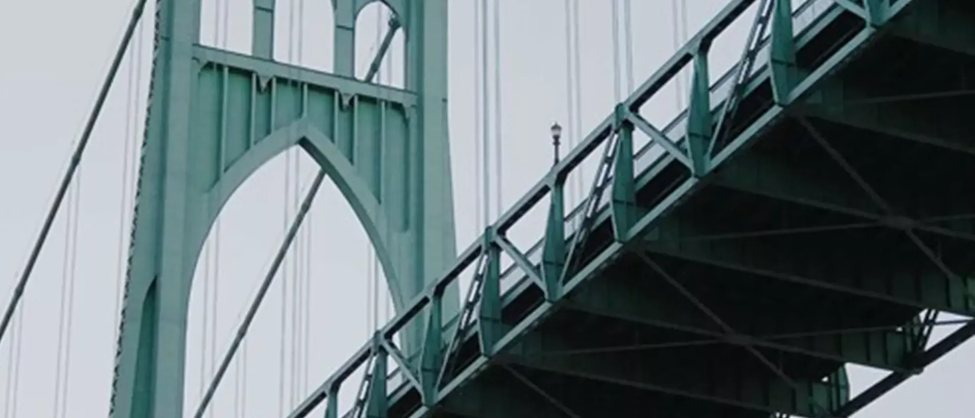 St Johns Bridge in Portland on a misty day, USA