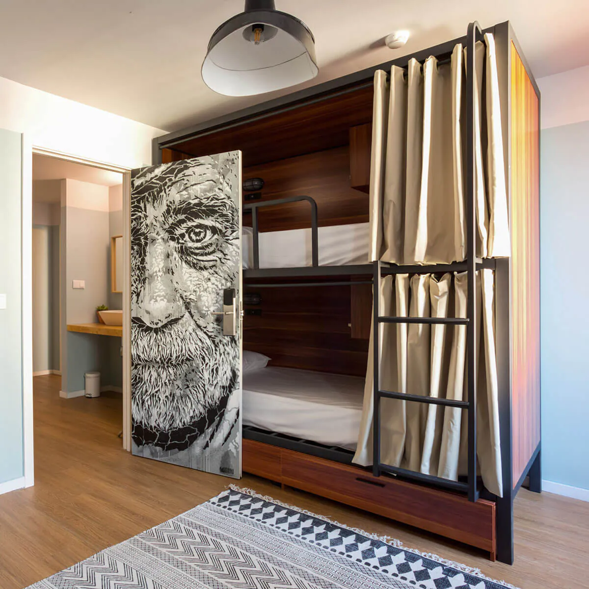 Room with a bunk bed