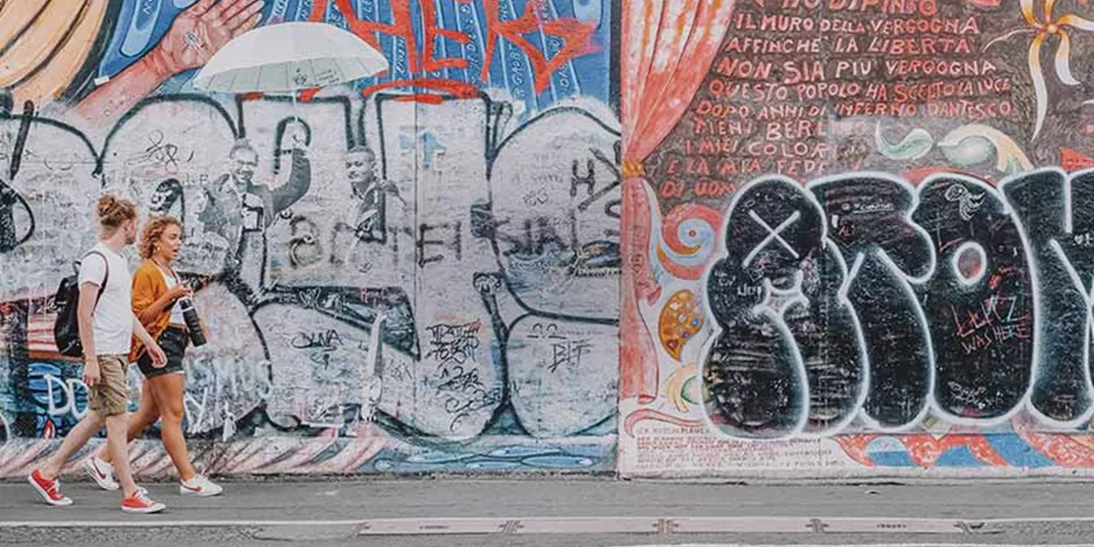 People walking on the sidewalk