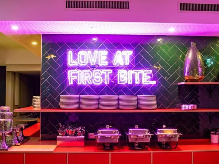 Love At First Bite sign at the Gasthof Schoneck