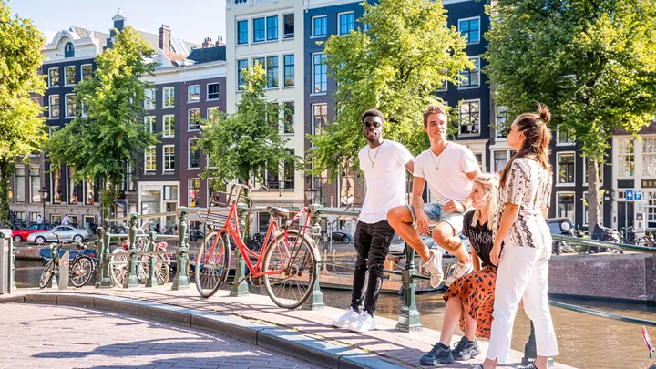 Canal bridge in Amsterdam, Netherlands