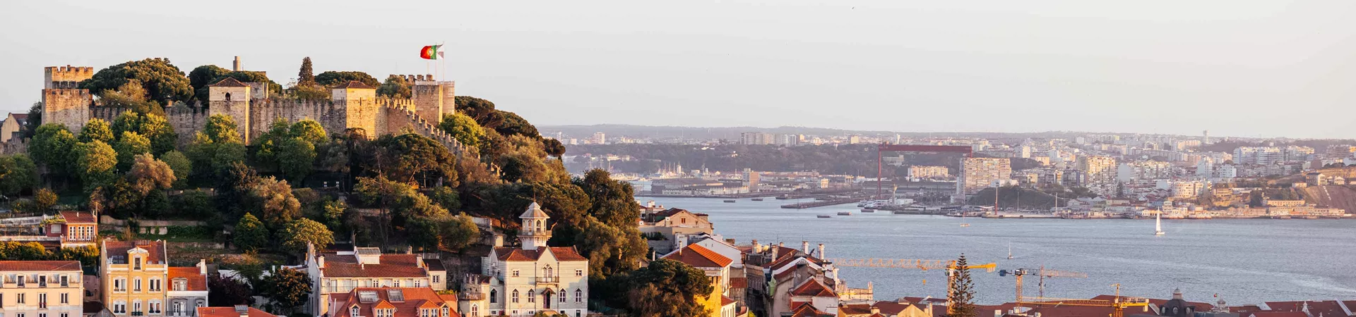 Lisbon Cityscape With St George Castle At Sunset, Portugal