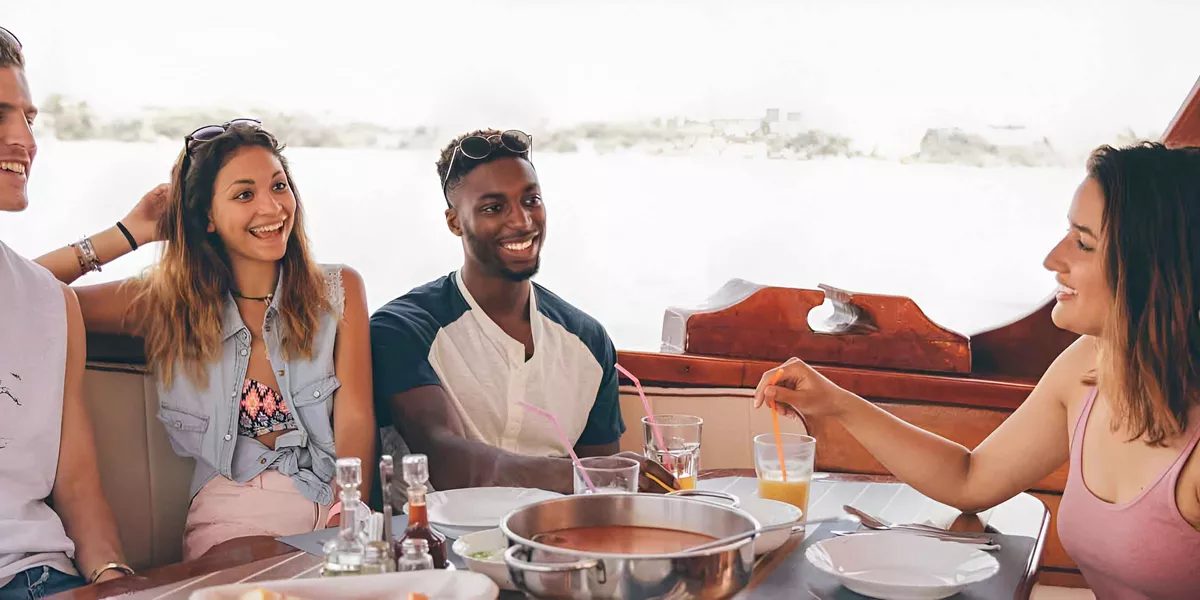 Young People Croatia Sailing Having Meals