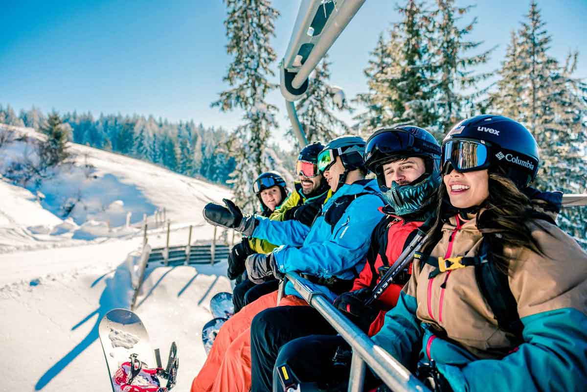 Group Heading On Mountains On Ski Lift Austria 0029EURS2023