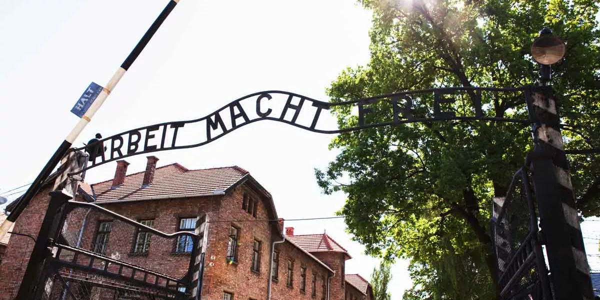Gated entrance of Auschwitz in Poland