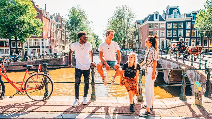 A Dutch Canal In Amsterdam, Netherlands